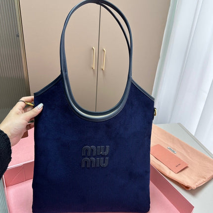 IVY TOTE BAG 34 IN NAVY CORDUROY