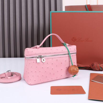 EXTRA POCKET L19 IN BABY PINK OSTRICH LEATHER