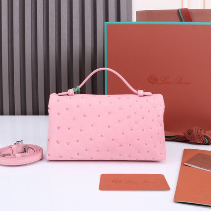 EXTRA POCKET L19 IN BABY PINK OSTRICH LEATHER