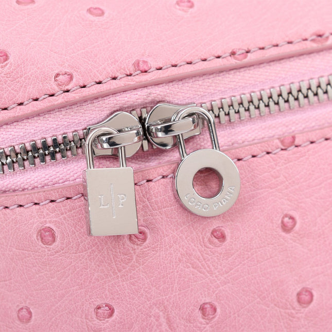 EXTRA POCKET L19 IN BABY PINK OSTRICH LEATHER
