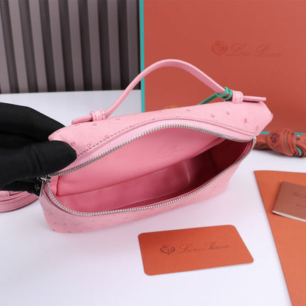EXTRA POCKET L19 IN BABY PINK OSTRICH LEATHER