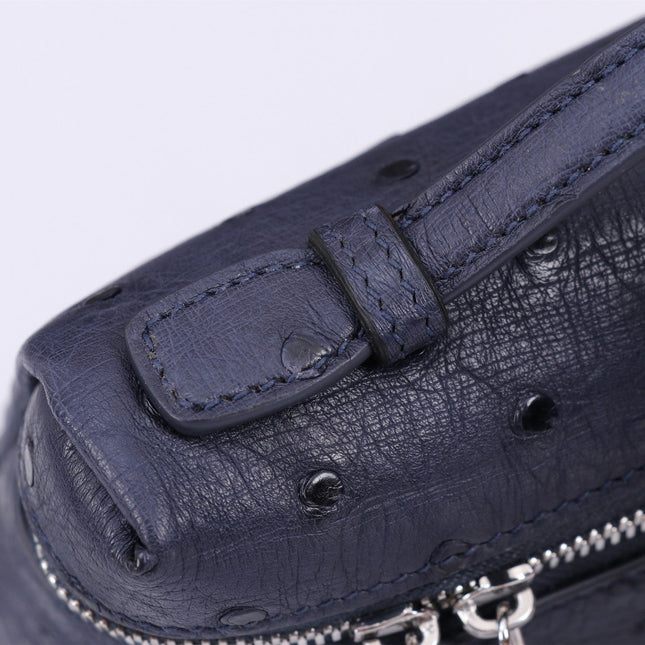 EXTRA POCKET L19 IN SPACE BLUE OSTRICH LEATHER