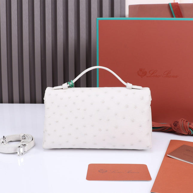 EXTRA POCKET L19 IN WHITE OSTRICH LEATHER