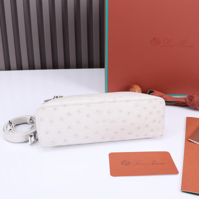 EXTRA POCKET L19 IN WHITE OSTRICH LEATHER
