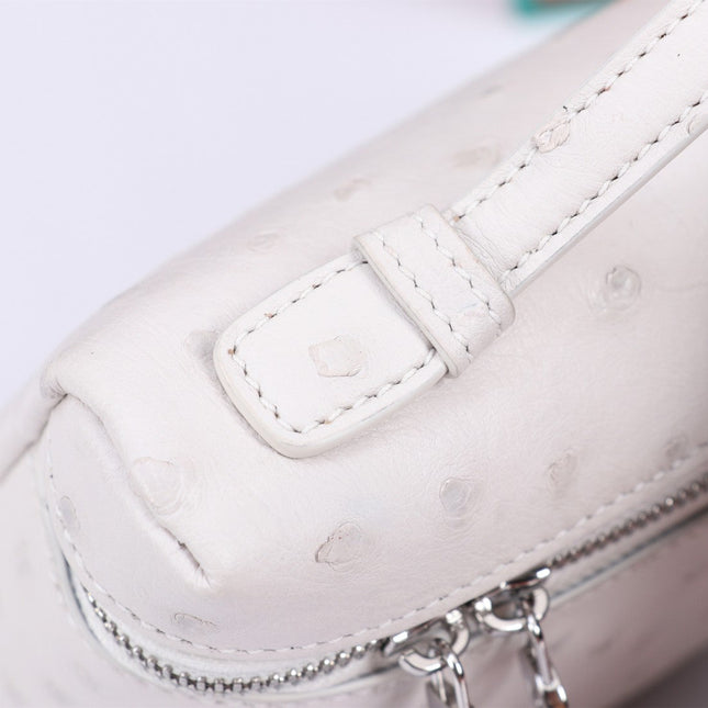 EXTRA POCKET L19 IN WHITE OSTRICH LEATHER