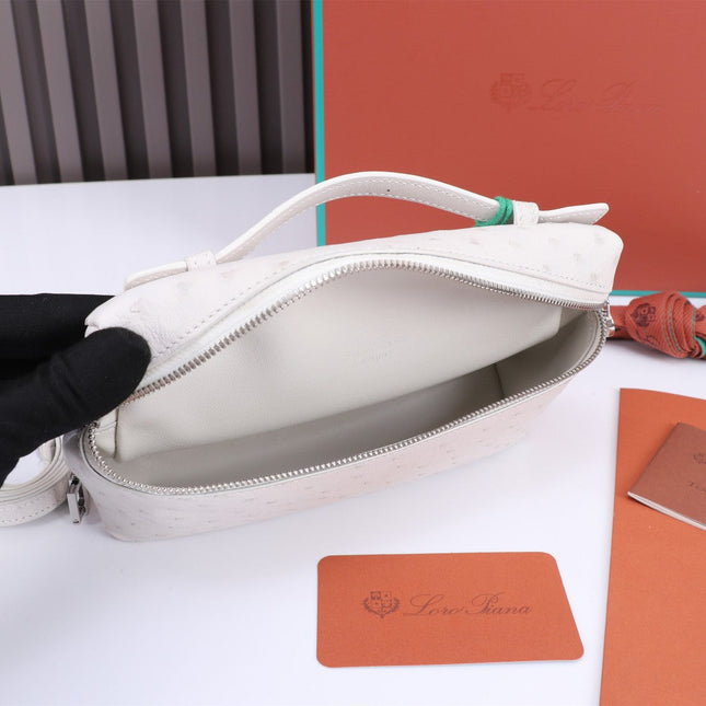 EXTRA POCKET L19 IN WHITE OSTRICH LEATHER