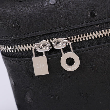 EXTRA POCKET L19 IN BLACK OSTRICH LEATHER