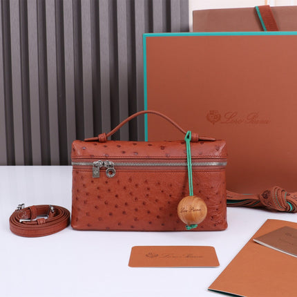 EXTRA POCKET L19 IN RED BROWN OSTRICH LEATHER