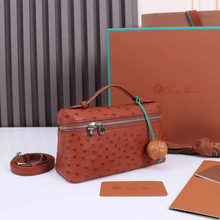 EXTRA POCKET L19 IN RED BROWN OSTRICH LEATHER