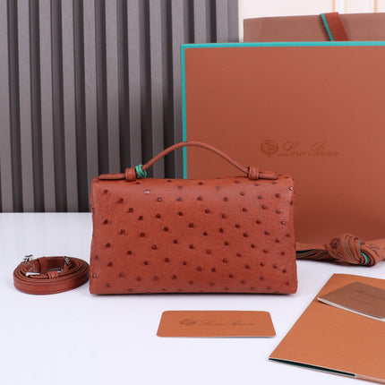 EXTRA POCKET L19 IN RED BROWN OSTRICH LEATHER