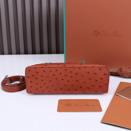 EXTRA POCKET L19 IN RED BROWN OSTRICH LEATHER