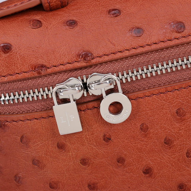 EXTRA POCKET L19 IN RED BROWN OSTRICH LEATHER