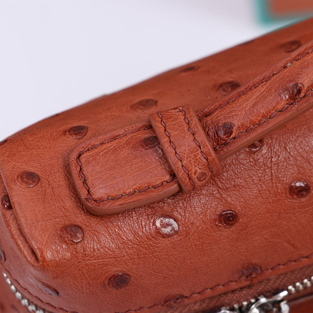 EXTRA POCKET L19 IN RED BROWN OSTRICH LEATHER