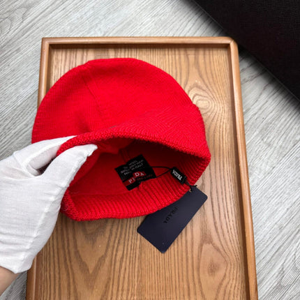 BEANIE HAT IN CHERRY RED WOOL AND RABBIT FUR 436398