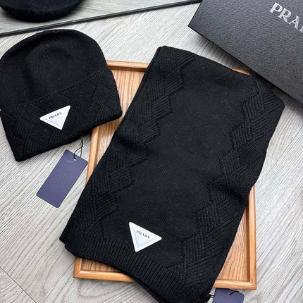 SET SCARF AND HAT IN BLACK WOOL AND RABBIT FUR 397410