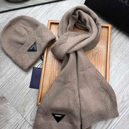 SET SCARF AND HAT IN MEDIUM BROWN WOOL AND RABBIT FUR 397406