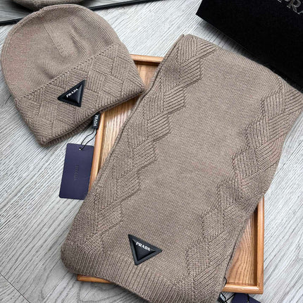 SET SCARF AND HAT IN MEDIUM BROWN WOOL AND RABBIT FUR 397406