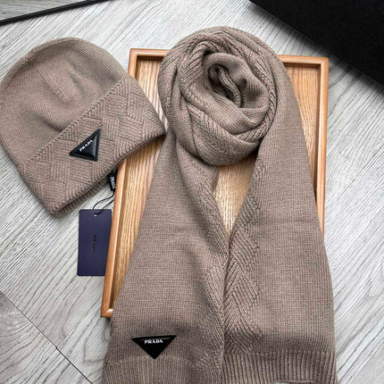 SET SCARF AND HAT IN MEDIUM BROWN WOOL AND RABBIT FUR 397406