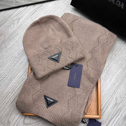 SET SCARF AND HAT IN MEDIUM BROWN WOOL AND RABBIT FUR 397406