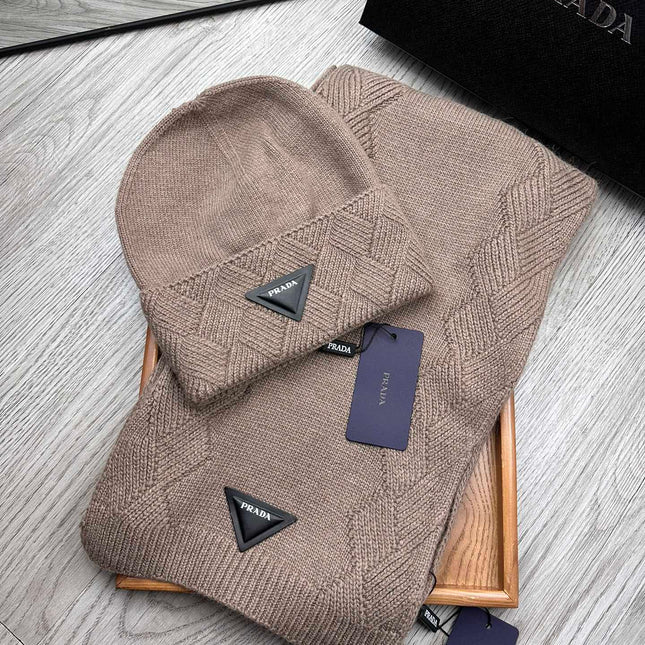 SET SCARF AND HAT IN MEDIUM BROWN WOOL AND RABBIT FUR 397406