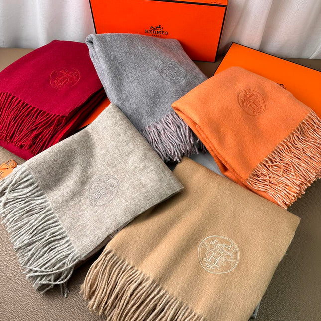 DOUBLE-FACE SCARF 200 CM IN CRIMSON RED CASHMERE
