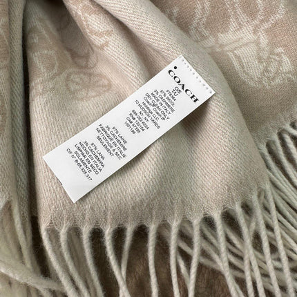 HORSE & CARRIAGE PRINT SCARF 195 CM IN BEIGE WOOL 375241