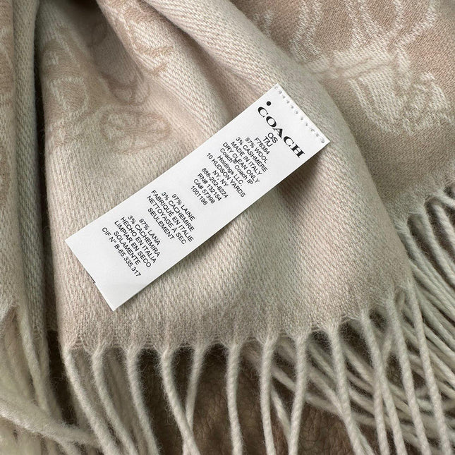 HORSE & CARRIAGE PRINT SCARF 195 CM IN BEIGE WOOL 375241