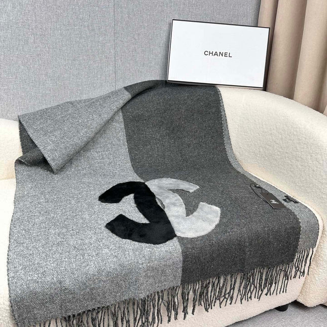 SCARF 200 CM IN MOUSE GRAY CASHMERE AND WOOL 399795