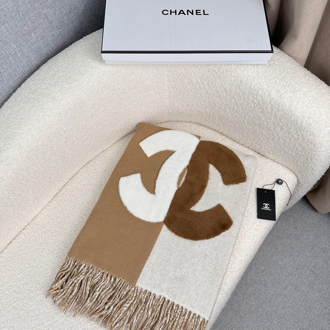 SCARF 200 CM IN CIDER BROWN MIX WHITE CASHMERE AND WOOL 399796