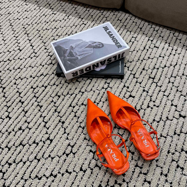 PRA SATIN SLINGBACK PUMPS BRIGHT ORANGE