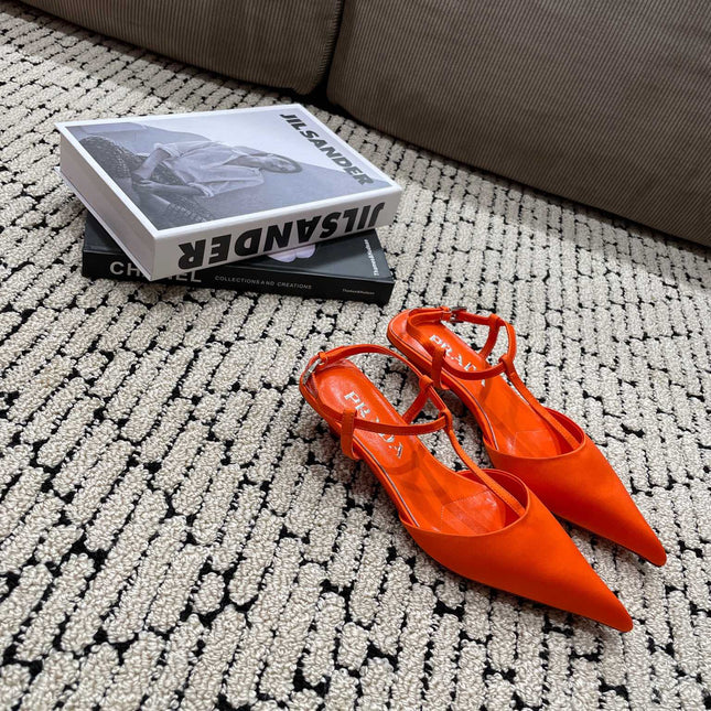 PRA SATIN SLINGBACK PUMPS BRIGHT ORANGE
