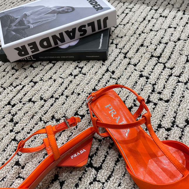 PRA SATIN SLINGBACK PUMPS BRIGHT ORANGE