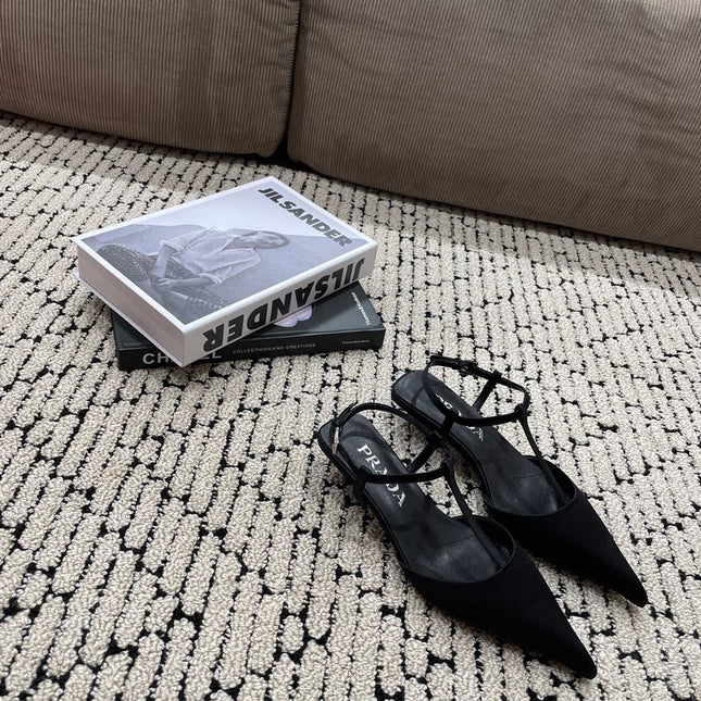 PRA SATIN SLINGBACK PUMPS BLACK