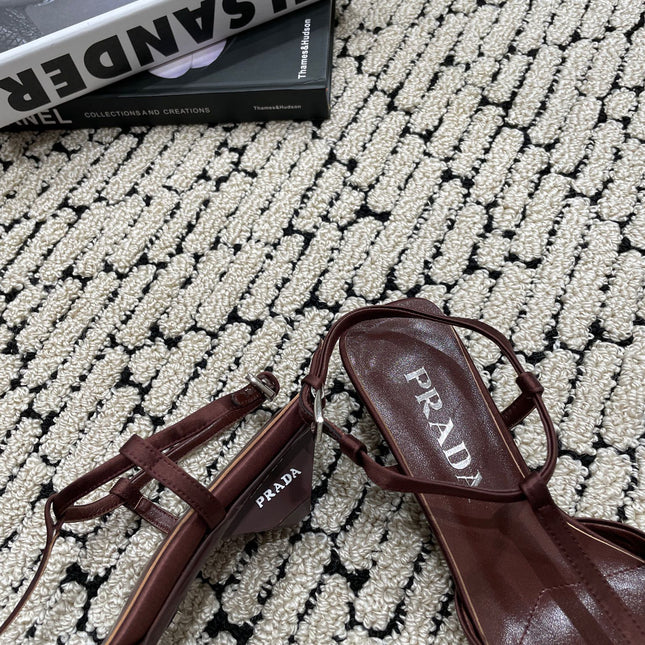 PRA SATIN SLINGBACK PUMPS CHOCOLATE