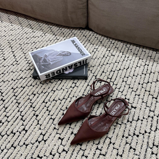 PRA SATIN SLINGBACK PUMPS CHOCOLATE