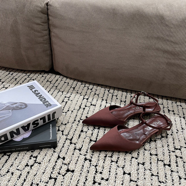 PRA SATIN SLINGBACK PUMPS CHOCOLATE