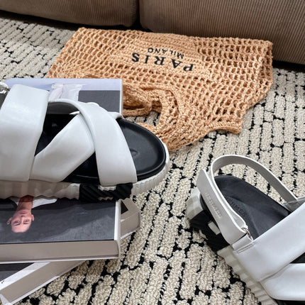 ELECTRIC SANDAL BLACK MIX WHITE CALFSKIN