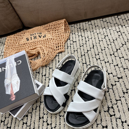 ELECTRIC SANDAL BLACK MIX WHITE CALFSKIN