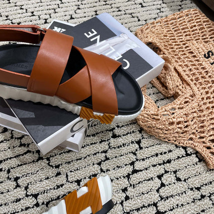 ELECTRIC SANDAL BLACK MIX CARAMEL CALFSKIN