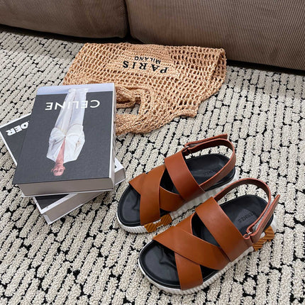 ELECTRIC SANDAL BLACK MIX CARAMEL CALFSKIN