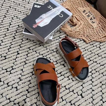 ELECTRIC SANDAL BLACK MIX CARAMEL CALFSKIN