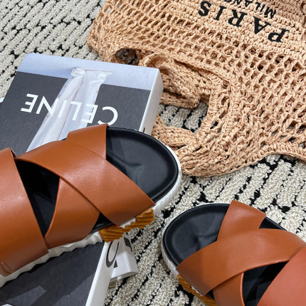 ELECTRIC SANDAL BLACK MIX CARAMEL CALFSKIN