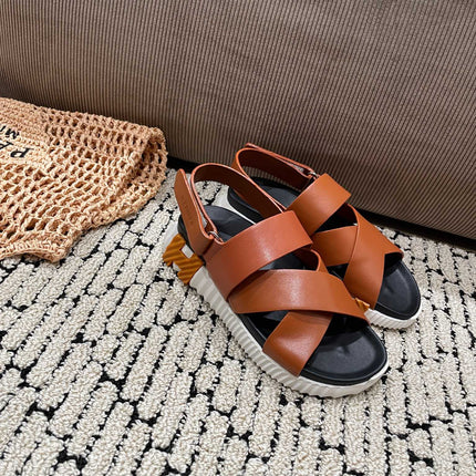 ELECTRIC SANDAL BLACK MIX CARAMEL CALFSKIN