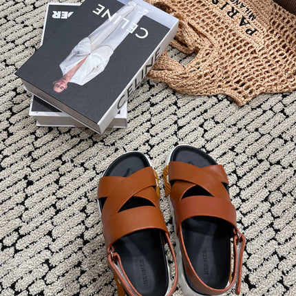 ELECTRIC SANDAL BLACK MIX CARAMEL CALFSKIN