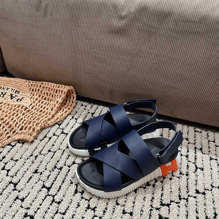 ELECTRIC SANDAL BLACK MIX NAVY CALFSKIN