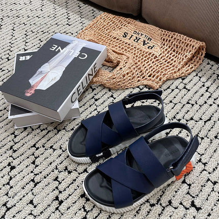 ELECTRIC SANDAL BLACK MIX NAVY CALFSKIN