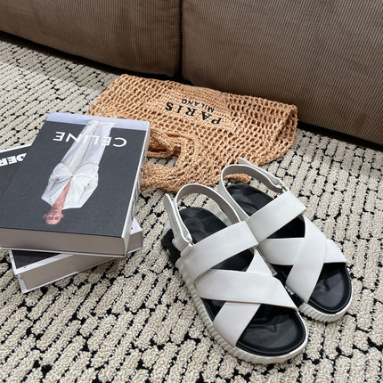 ELECTRIC SANDAL BLACK MIX CREAMY WHITE CALFSKIN