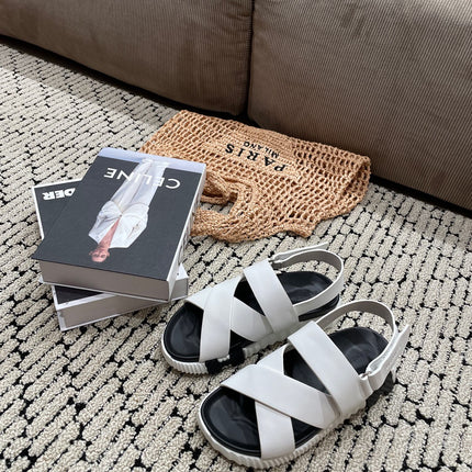 ELECTRIC SANDAL BLACK MIX CREAMY WHITE CALFSKIN