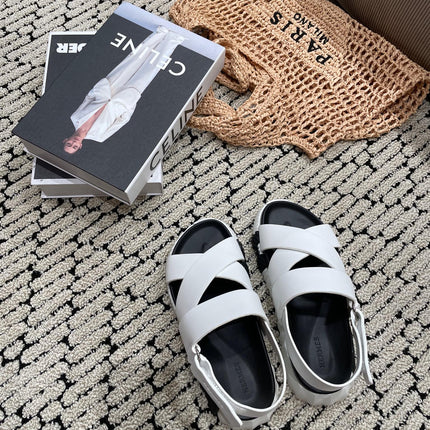 ELECTRIC SANDAL BLACK MIX CREAMY WHITE CALFSKIN