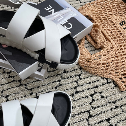 ELECTRIC SANDAL BLACK MIX CREAMY WHITE CALFSKIN